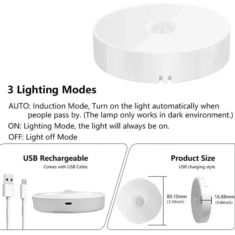 Luz LED Inteligente con Sensor de Movimiento – Recargable por USB